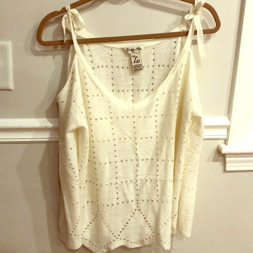 Cold shoulder cream top